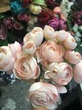6xMini Silk flower Ranunculus bunch artificial wedding decor (Blush) - Richview Glass Wedding Supplies