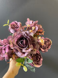 Mini bunch purple Artificial Flower Austin rose