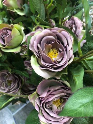 Artificial Rose Spray Dusty Lilac Purple Fall Color