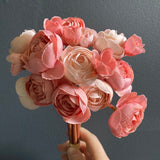 Mixed Pink Dusty ranunculus bunch wedding decor (6xMini Silk flower)coral