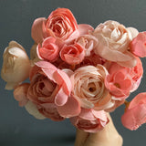 Mixed Pink Dusty ranunculus bunch wedding decor (6xMini Silk flower)coral