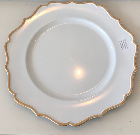 13" Acrylic flower Charger Plate CP17107-wh/gld A2114-A