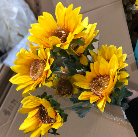 New Sunflower ARTIFICIAL FLOWER bright Yellow WEDDING DECOR SUN FLOWER