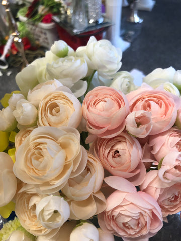 Cream 6xRanunculus bunch artificial wedding decor m - Richview Glass Wedding Supplies