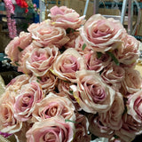 10 head Dusty Pink Rose Artificial flower rose