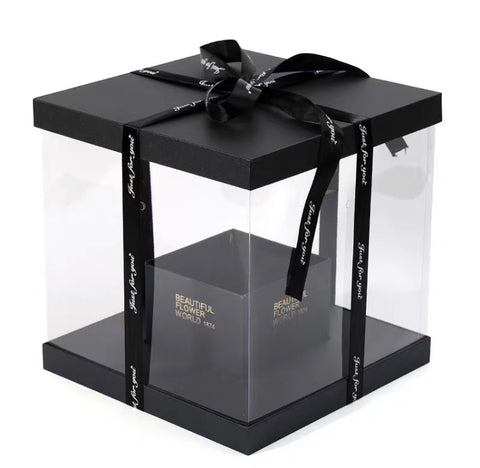 Black cardboard box For fresh or preserved Flowers and cake