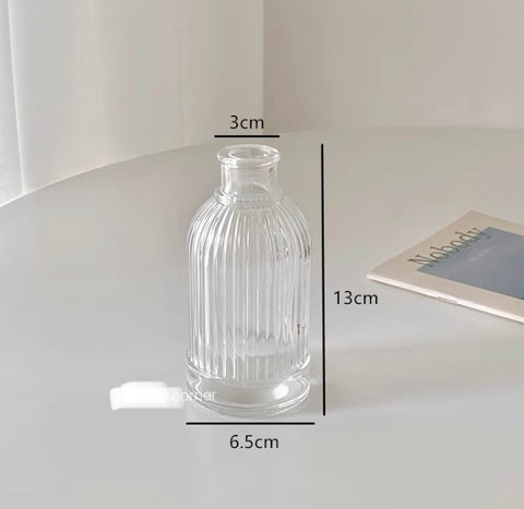 Short Striped Crystal Bud vase 4” H wedding centerpiece 100ml