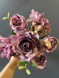 Mini bunch purple Artificial Flower Austin rose
