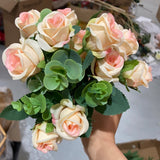 Mini rose bunch champagne with Pink center Artificial Flower