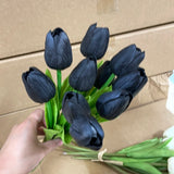 10x Real Touch PU flower Tulip (Black)