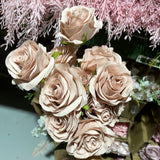 Peach skin dusty pink mauve Artificial Diamond Rose Bunch 10 head