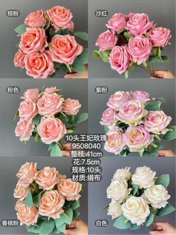 Rose Blush 10 head Princess Roses Artificial Flower large sweet rose