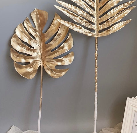 Gold monstera palm LEAF ARTIFICIAL GREENERY
