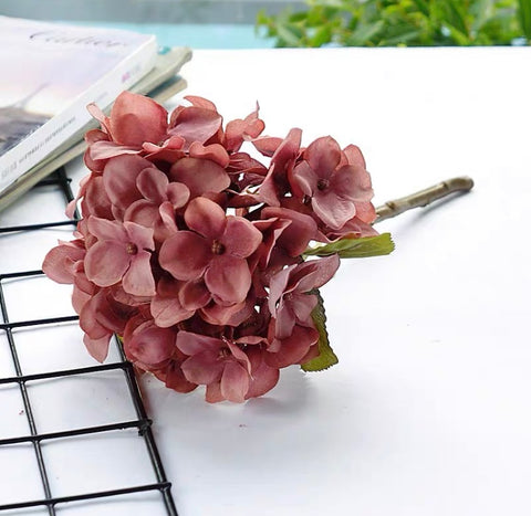 Dark Mauve Hydrangea Spray Single Stem