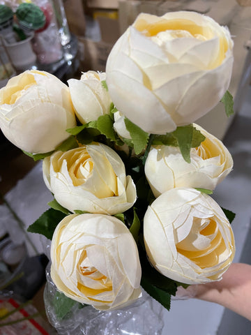 Yellow Silk flower Ranunculus bunch artificial wedding decor