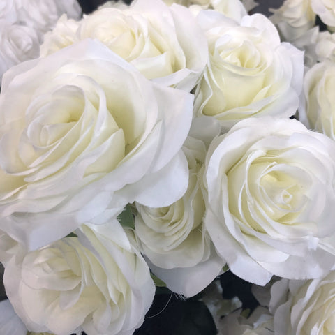 Cream Artificial Diamond Rose Bunch 10 head - Richview Glass Wedding Supplies