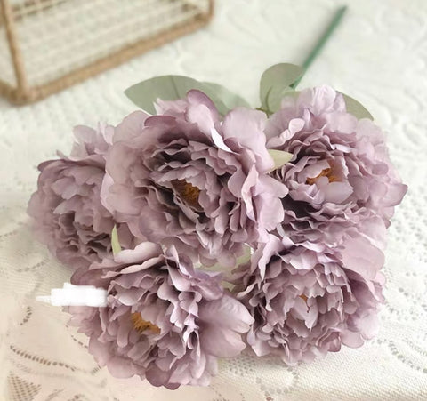 5 HEAD PEONIES PEONY BUNCH (Lilac)