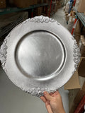 Silver Vintage Acrylic flower Charger Plate CP18108 A1711-G