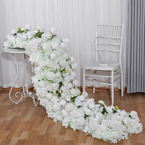 Giant white very large Table Runner Artificial Flower Rose Hydrangea Arrangement