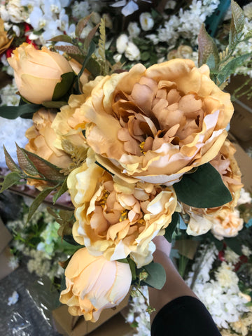 FAUx PEONIES gold PEONY BUNCH (Coffee mix)