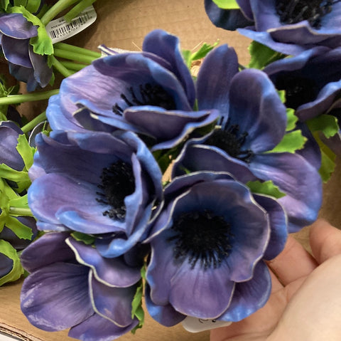 Artificial Anemone PU Material (5/bunch) Real Touch Flower SB199 (Blue)