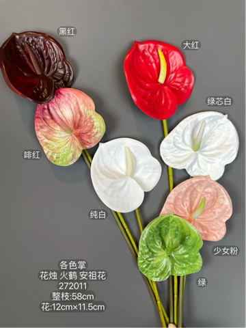 Mini pink Anthurium Laceleaf Tropical orchid Artificial Real Touch flower
