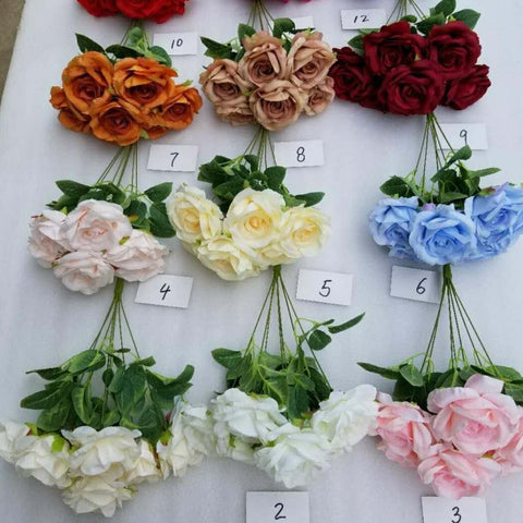 Artificial Flower Rose Bunch 7 head champagne