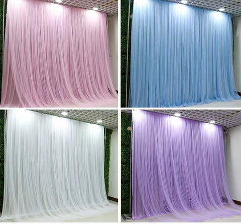 White color Sheer chiffon fabric backdrop Panel 9.8 feetx9.8feet
