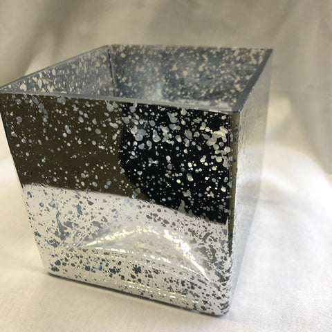 Mercury SILVER 5" CUBE VASE