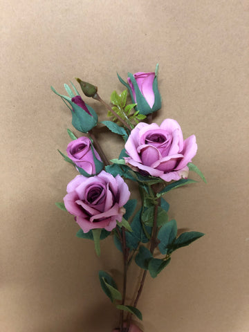 Hot pink New Artificial Rose Spray smallR065 mini