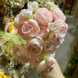 Light pink Ranunculus bunch artificial wedding decor 6xMini Silk flower