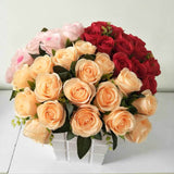 Small CHEAPER 18 HEAD ROSE BUNCH WITHOUT LEAVES IN (IVORY)