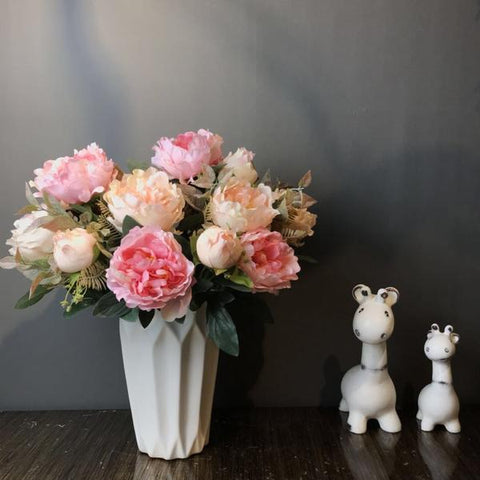 7 HEAD FABRIC ARTIFICIAL PEONIES PEONY BUNCH (PINK mix) - Viva La Rosa