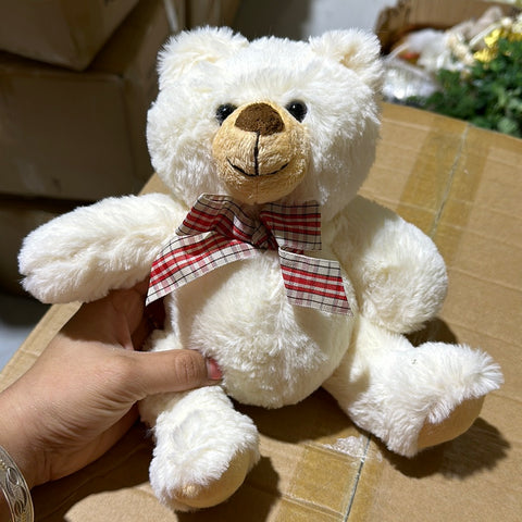 8” Cream bear bow tie toy stuffed animal FY23119