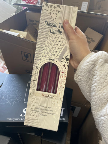 Pack of 4 taper burgundy 12” tall