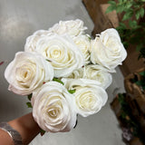 White Artificial Diamond Rose Bunch 10 head