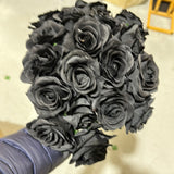 18 HEAD New Black ROSE BUNCH artificial flower