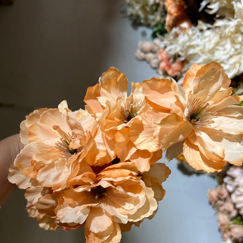 9 HEAD PEONIES PEONY BUNCH (ORANGE)