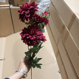 6 head Vintage burgundy Dahlia spray