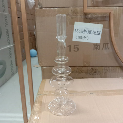 Glass candleholder for taper candles 11" clear