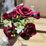 Mini Lyon Red rose bunch with filler Artificial Flower