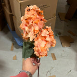 Orange 2 head panicle/cone Hydrangea spray