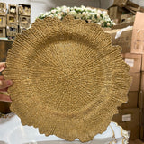 12.5” Acrylic Charger Plate Gold scallop starburst reef