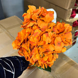 Artificial Flower Orange Hydrangea Bunch 6 head silk