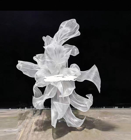 Style A Wall decor Giant rose flower fabric mesh 2m tall White Sheer with mesh