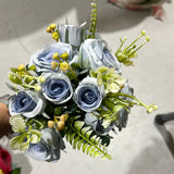 Mini Lyon Blue rose bunch with filler Artificial Flower