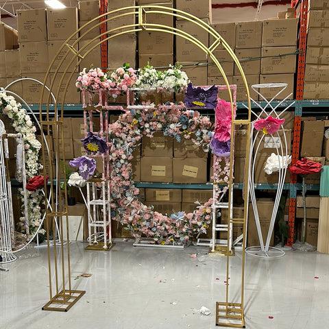 Gold Metal Backdrop Stand Round Arch u shape 2.46m