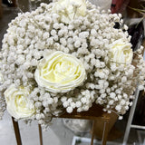 Artificial Flower Rose and Baby breath Arrangement Cream white