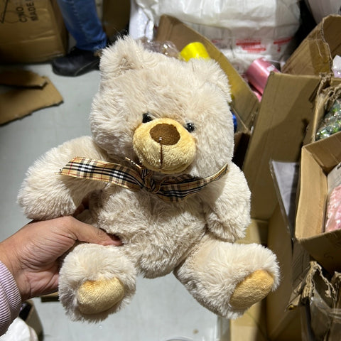 8” Light brown bear bow tie toy stuffed animal FY23119