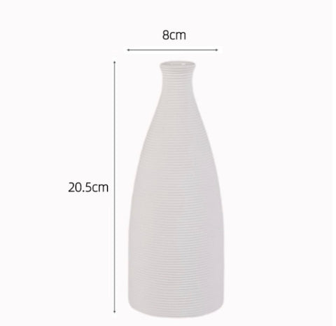 Ceramic Thin Neck White vase 8”